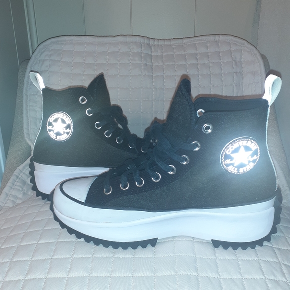 Converse Run Star Hike EUC' Textured Felt/Canvas Dark Gray/Black. M 7  W 8.5 - Picture 6 of 8